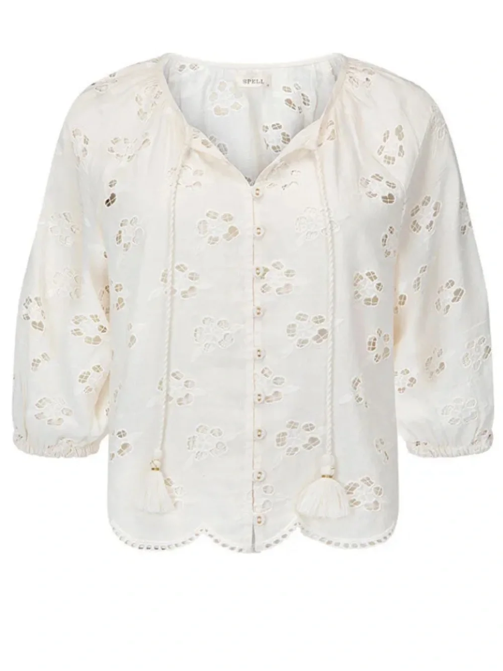 NWT Spell Organic Cotton Love Note Broderie Blouse in Star White size Large - Picture 5 of 14